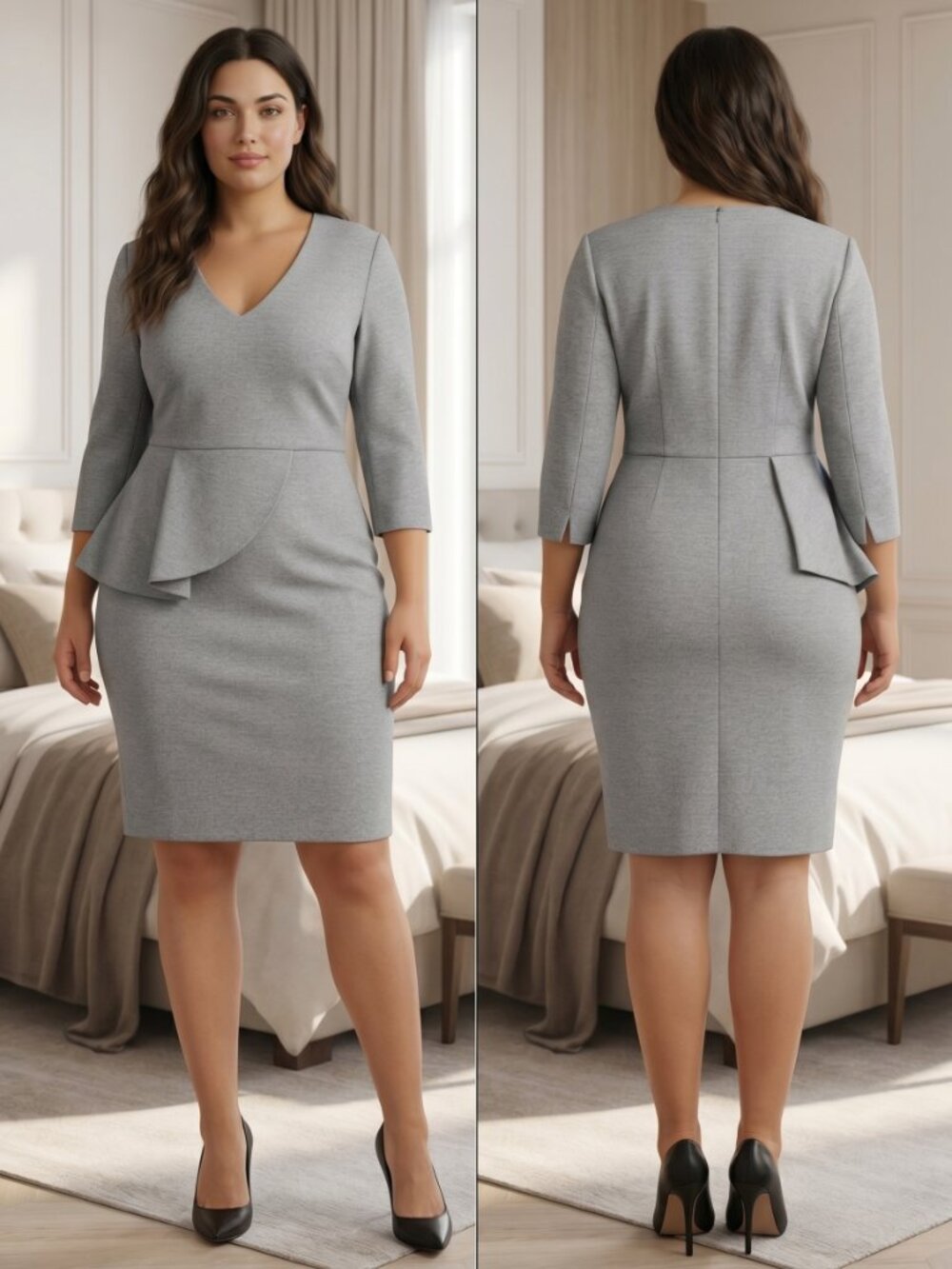 Badgley Mischka Heather Gray Scuba Dress $365